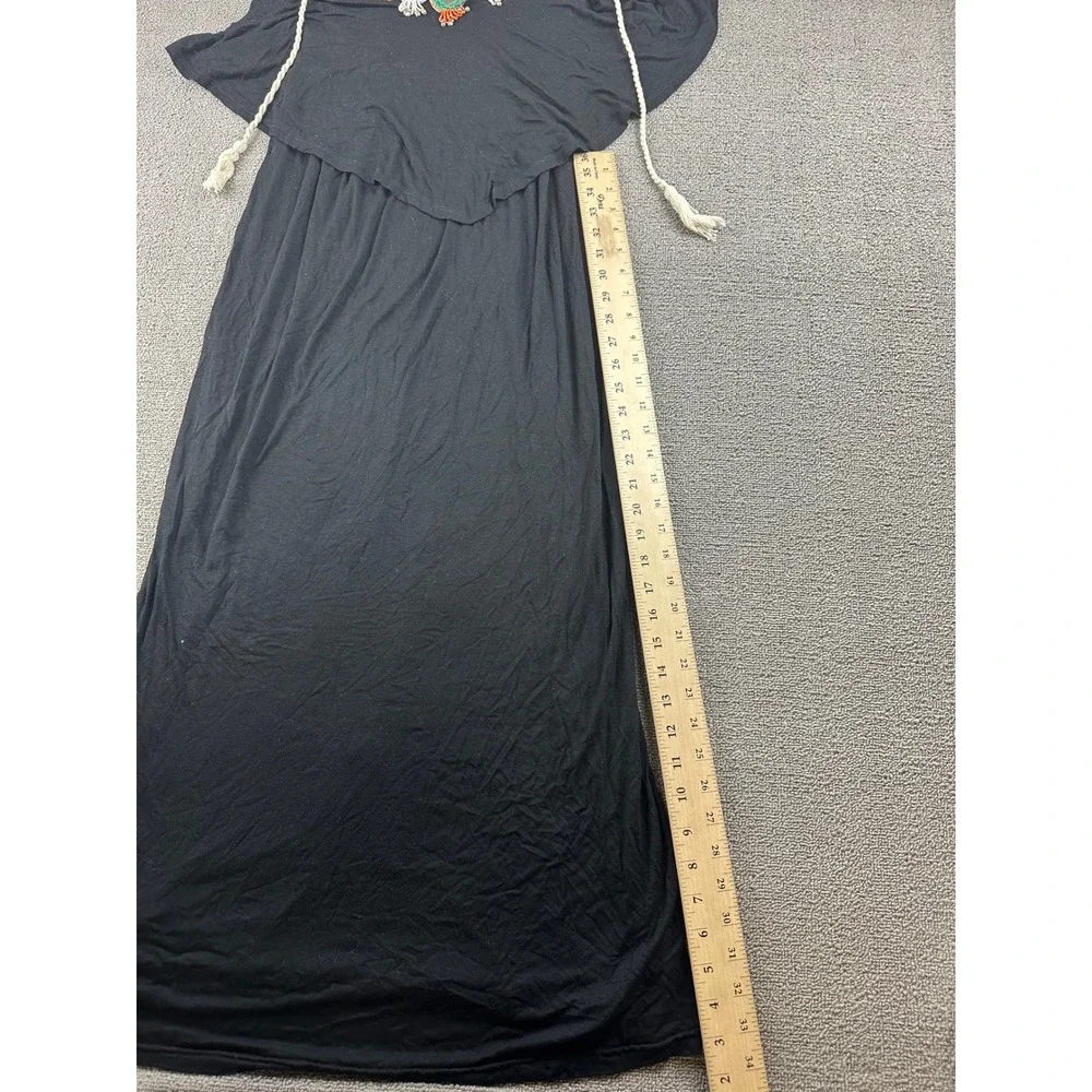 VaVa by Joy Han‎ Maxi Dress Women S Black Bead Embellished Ruffle USA Made Boho
